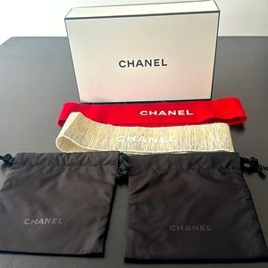 Authentic Chanel box with 2 ribbons and 2 dustbags